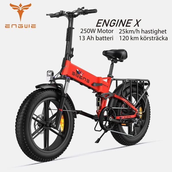 ENGWE Engine X 250 Watt Motor, 13AH Batteri, 25km/h Hastighet, 120km Räckvidd, 20*4.0 Inch Fat Däck Vuxen Hopfällbar Elektrisk Cykel