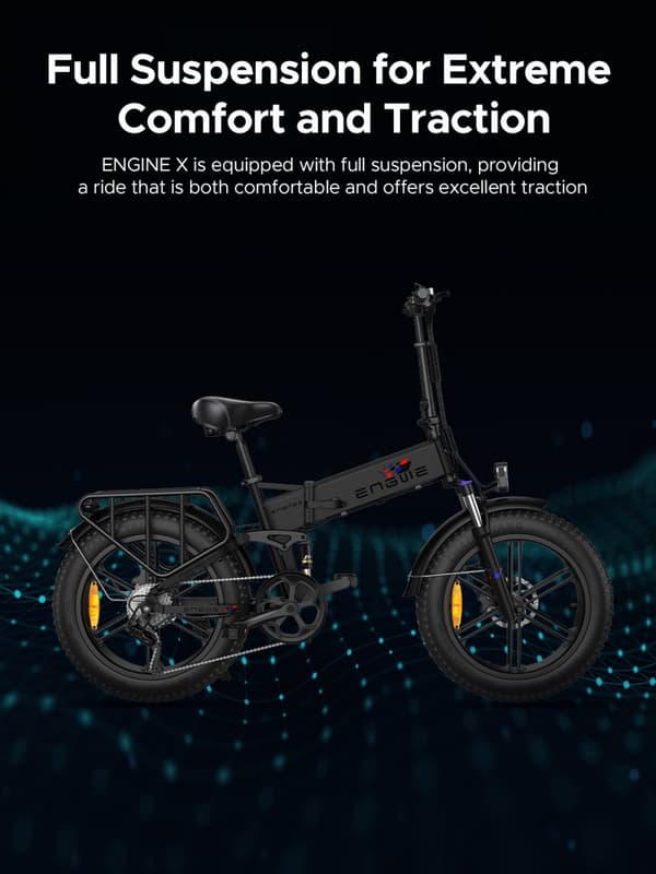 ENGWE Engine X 250 Watt Motor, 13AH Batteri, 25km/h Hastighet, 120km Räckvidd, 20*4.0 Inch Fat Däck Vuxen Hopfällbar Elektrisk Cykel