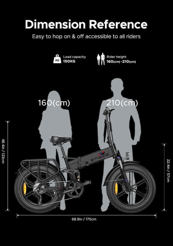 ENGWE Engine X 13AH Batteri, 25km/h Hastighet, 250 Watt Motor, 120km Räckvidd, 20*4.0 Inch Fat Däck Vuxen Hopfällbar Elektrisk Cykel