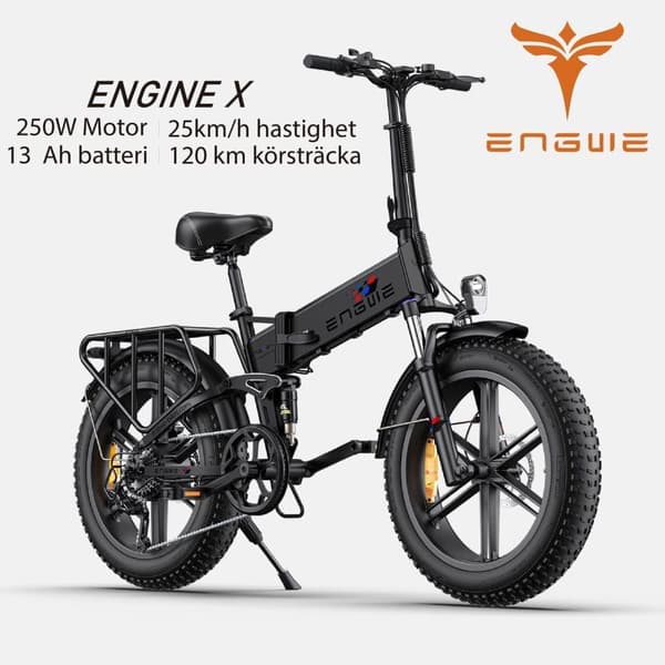 ENGWE Engine X 13AH Batteri, 25km/h Hastighet, 250 Watt Motor, 120km Räckvidd, 20*4.0 Inch Fat Däck Vuxen Hopfällbar Elektrisk Cykel