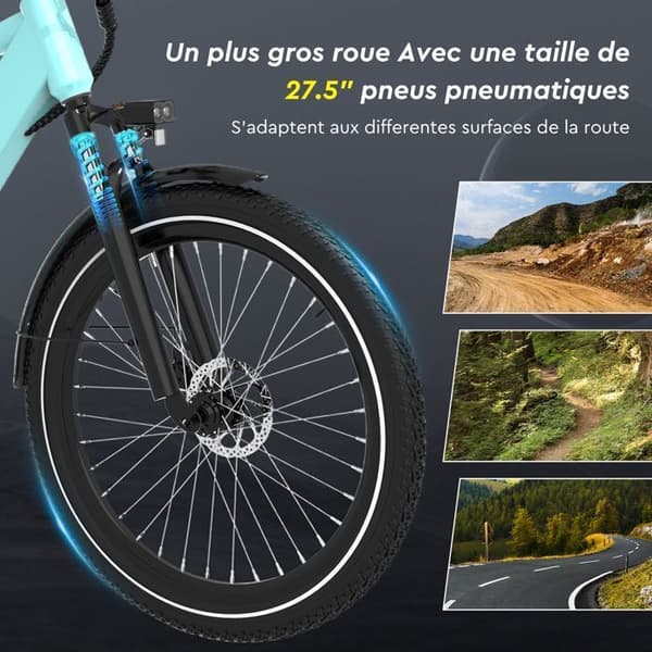 Elcykel 27,5" RCB G5 – E-Bike 250W, 7 växlar, avtagbart batteri 36V 10.4Ah, NFC-kontroll &amp; APP - Blå