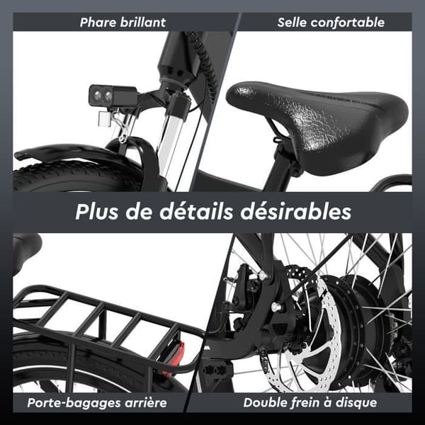 Elcykel 27,5" RCB G5 – E-Bike 250W, 7 Växlar, Avtagbart Batteri 36V 10,4Ah, NFC & APP Kontroll - Svart