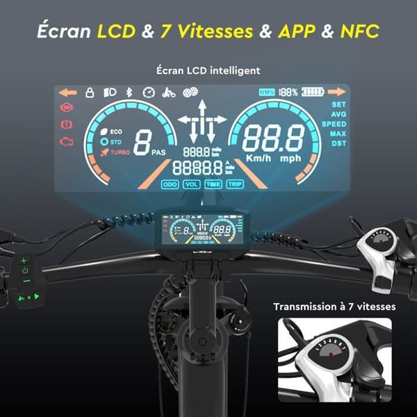 Elcykel 27,5" RCB G5 – E-Bike 250W, 7 Växlar, Avtagbart Batteri 36V 10,4Ah, NFC &amp; APP Kontroll - Svart