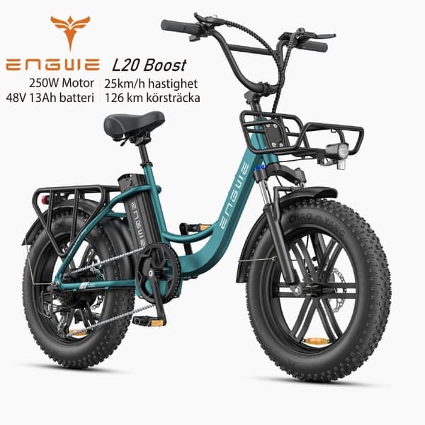 ENGWE L20 Boost 20AH batteri, 25km/h hastighet, 250W motor, 126km räckvidd, 20*4.0 tum fett däck vuxen elektrisk cykel