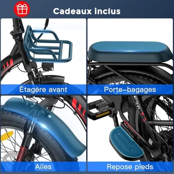 Fällbar elcykel, Fafrees F20 Max, 20*4.0 Stora däck, 22.5Ah Samsung cell Batteri 48V 500W Motor Räckvidd 100-160km, Svart