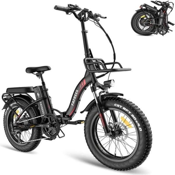 Fällbar elcykel, Fafrees F20 Max, 20*4.0 Stora däck, 22.5Ah Samsung cell Batteri 48V 500W Motor Räckvidd 100-160km, Svart