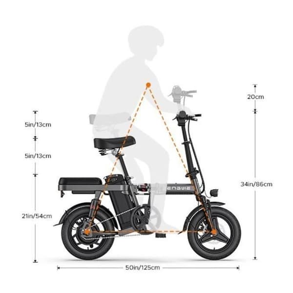 ENGWE T14 EU - Elcykel - Hjul 14" - Motor 250W - Batteri 48V 10Ah 480Wh - Skivbromsar - Blå