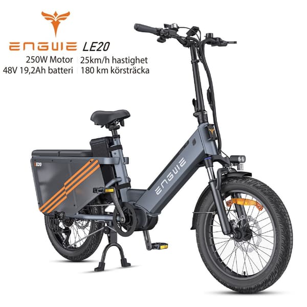 ENGWE LE20 19.2AH batteri, 25km/h hastighet,250W motor,  180km räckvidd, 20*3.0 tum däck elcykel för vuxna Grå
