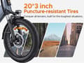Miniatyrbild 7 av 11: ENGWE LE20 2*19.2AH batteri, 250W motor, 25km/h hastighet, 350km räckvidd, 20*3.0 tum däck elcykel för vuxna