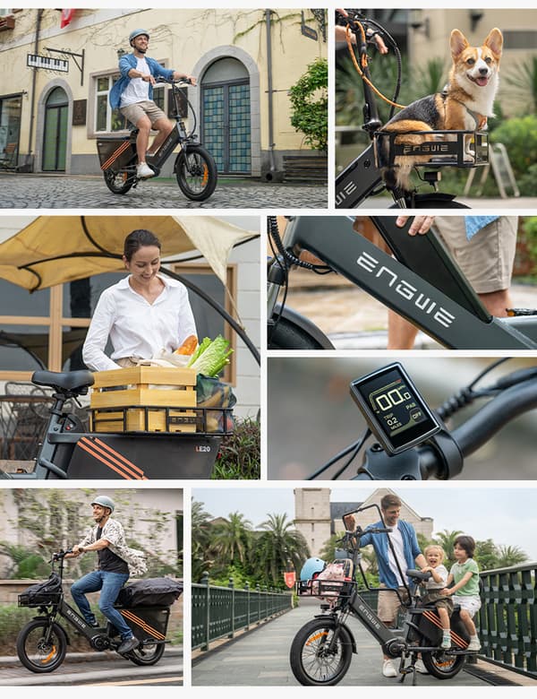 ENGWE LE20 2*19.2AH batteri, 250W motor, 25km/h hastighet, 350km räckvidd, 20*3.0 tum däck elcykel för vuxna