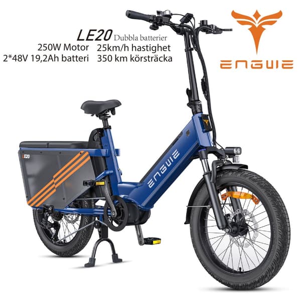 ENGWE LE20 2*19.2AH batteri, 250W motor, 25km/h hastighet, 350km räckvidd, 20*3.0 tum däck elcykel för vuxna