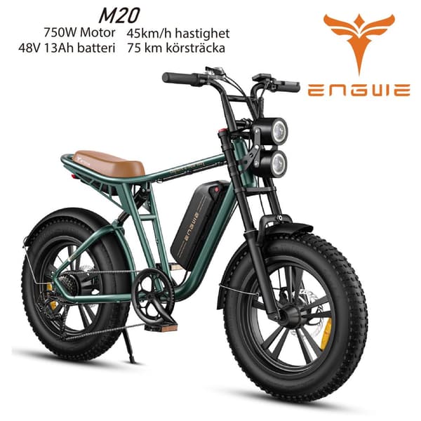 ENGWE M20 13AH batteri, 750W motor, 45km/h hastighet, 75km räckvidd, 20*4.0 tum fettdäck elcykel för vuxna