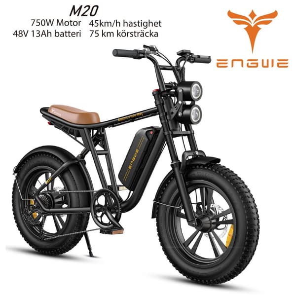 ENGWE M20 13AH batteri, 750W motor, 45km/h hastighet, 75km räckvidd, 20*4.0 tum fettdäck elcykel för vuxna