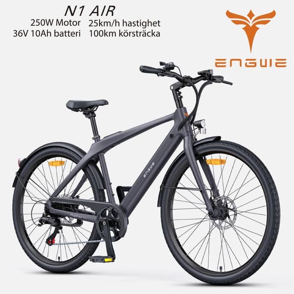 ENGWE N1 AIR 13AH batteri, 250W motor, 25km/h hastighet, 75km räckvidd, kolfiberram, 700*38C däck elcykel för vuxna