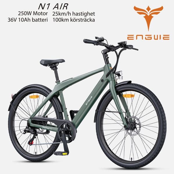 ENGWE N1 AIR 13AH batteri, 250W motor, 25km/h hastighet, 75km räckvidd, kolfiberram, 700*38C däck elcykel för vuxna