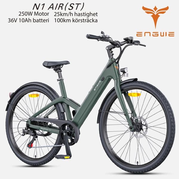 ENGWE N1 AIR ST 13AH Batteri, 250W Motor, 25km/h Hastighet, 75km Räckvidd, Kolfiberram, 700*38C Däck Elcykel för vuxna Grön
