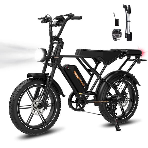 RCB Fatbike Elcykel – Batteri 48V 20.8Ah, 90KM Räckvidd, Däck 20x4.0, LCD-skärm, APP &amp; NFC Svart