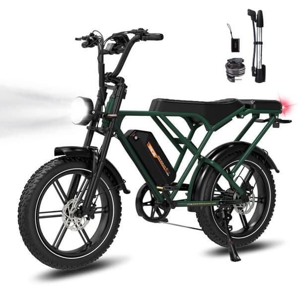 RCB Fatbike Elcykel – Batteri 48V 20.8Ah, 90KM Räckvidd, Däck 20x4.0, LCD-skärm, APP &amp; NFC – Grön
