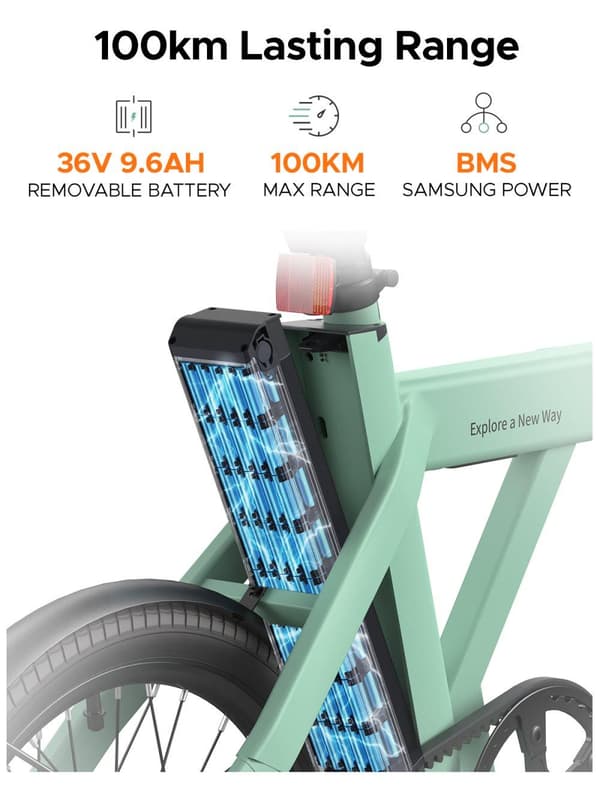 ENGWE P20 25km/h hastighet, 100km räckvidd, 9,6AH batteri, 250W motor, 20" däck, hydraulisk skivbroms, hopfällbar elektrisk