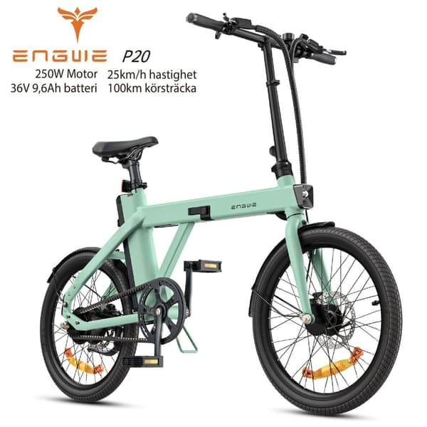 ENGWE P20 25km/h hastighet, 100km räckvidd, 9,6AH batteri, 250W motor, 20" däck, hydraulisk skivbroms, hopfällbar elektrisk Grön