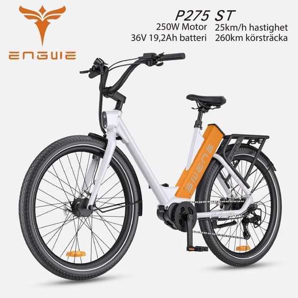 ENGWE P275 ST 250W motor, 19,2AH batteri, 25km/h hastighet, 260km räckvidd, 27,5” däck, hydraulisk skivbroms, elcykel för vuxna Orange