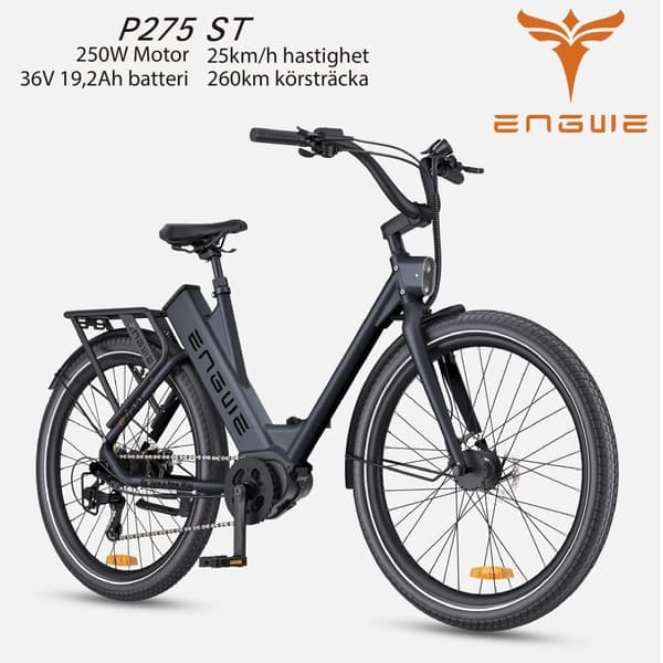 ENGWE P275 ST 19,2AH batteri, 250W motor, 25km/h hastighet, 260km räckvidd, 27,5” däck, hydraulisk skivbroms, elcykel för vuxna