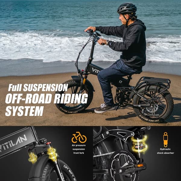 Elektrisk foldecykel VITILAN i7 Pro 3.0 - Motor 48V 750W - 20Ah Batteri - 8 gear