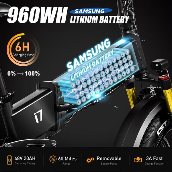 Elektrisk foldecykel VITILAN i7 Pro 3.0 - Motor 48V 750W - 20Ah Batteri - 8 gear