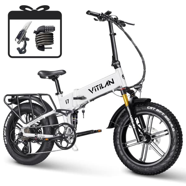 Hopfällbar elektrisk cykel VITILAN i7 Pro 3.0 - Motor 48V 750W - 20Ah Batteri - 8 växlar Vit