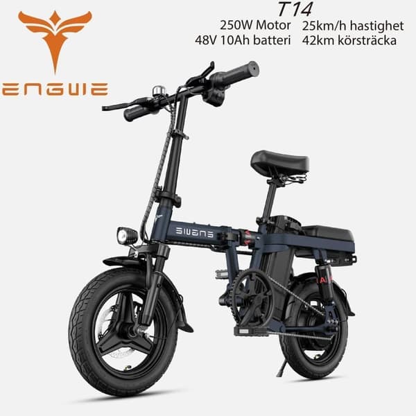 ENGWE T14 250W motor, 10AH batteri, 25km/h hastighet, 42km räckvidd, 14” däck, skivbroms, elcykel för vuxna