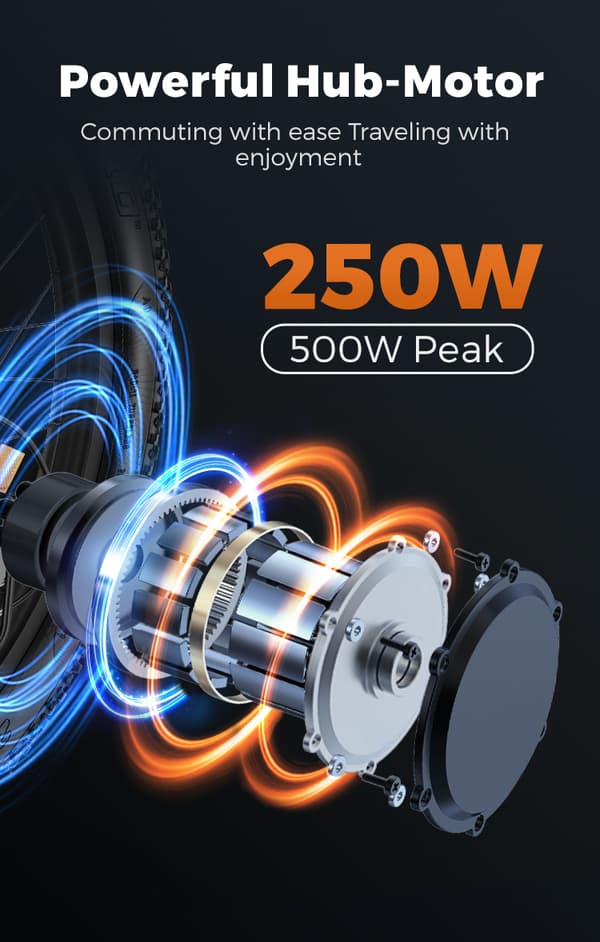 ENGWE T14 10AH batteri, 250W motor, 25km/h hastighet, 42km räckvidd, 14” däck, skivbroms, elcykel för vuxna
