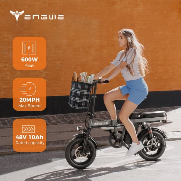ENGWE T14 10AH batteri, 250W motor, 25km/h hastighet, 42km räckvidd, 14” däck, skivbroms, elcykel för vuxna