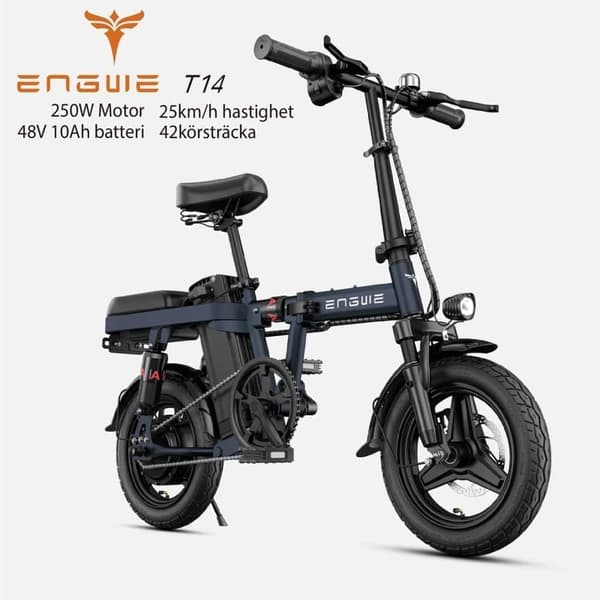 ENGWE T14 25km/h hastighet, 42km räckvidd, 10AH batteri, 250W motor, 14” däck, skivbroms, elcykel för vuxna