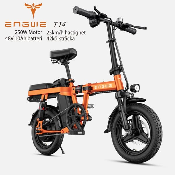 ENGWE T14 25km/h hastighet, 42km räckvidd, 10AH batteri, 250W motor, 14” däck, skivbroms, elcykel för vuxna