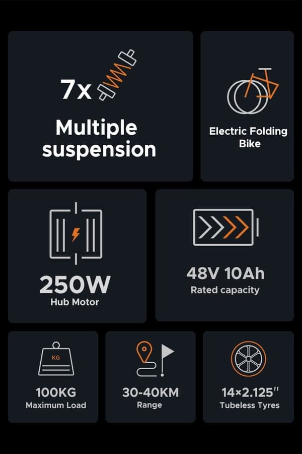 ENGWE T14 25km/h hastighet, 42km räckvidd, 10AH batteri, 250W motor, 14” däck, skivbroms, elcykel för vuxna