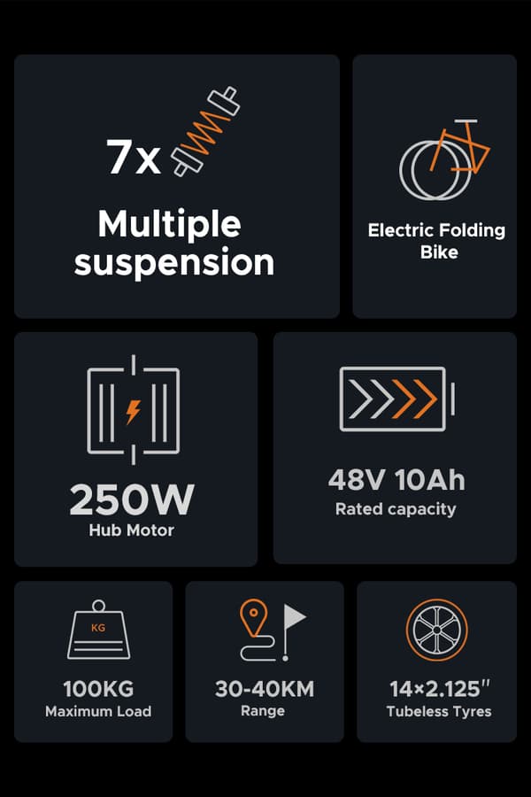 ENGWE T14 25km/h hastighet, 42km räckvidd, 10AH batteri, 250W motor, 14” däck, skivbroms, elcykel för vuxna