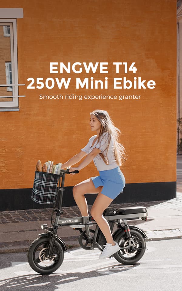 ENGWE T14 25km/h hastighet, 42km räckvidd, 10AH batteri, 250W motor, 14” däck, skivbroms, elcykel för vuxna