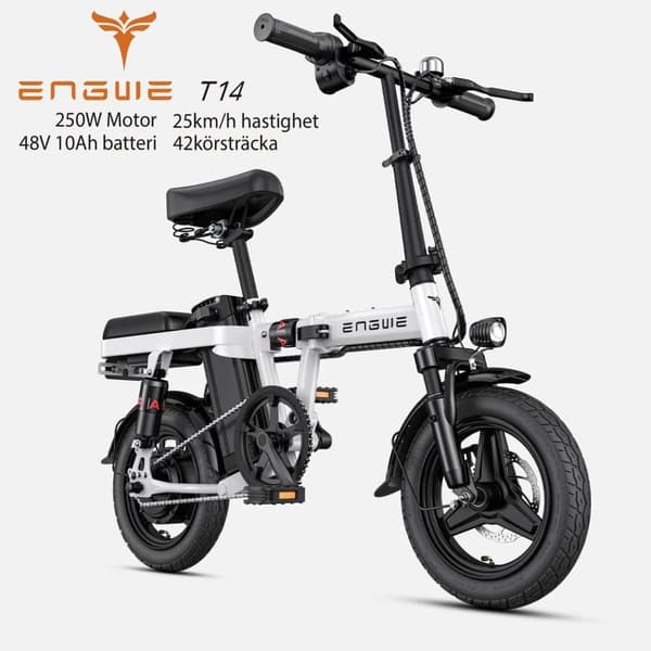 ENGWE T14 25km/h hastighet, 42km räckvidd, 10AH batteri, 250W motor, 14” däck, skivbroms, elcykel för vuxna