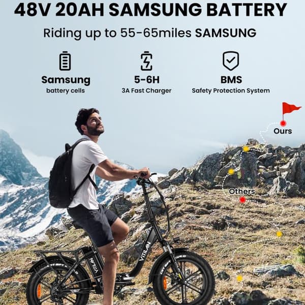 Taittuva sähköpyörä Vitilan U7 2.0 - 20" - Läpiajo - Moottori 48V 750W - 20Ah akku
