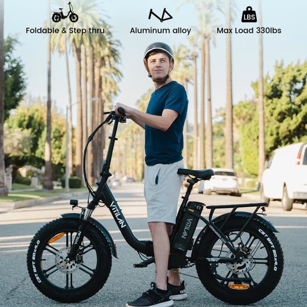 Hopfällbar Elcykel Vitilan U7 2.0 - 20" - Steg-through - Motor 48V 750W - 20Ah Batteri