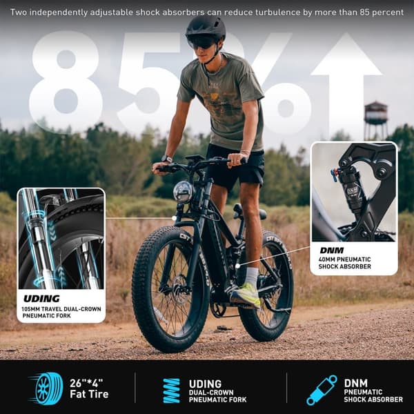 Elcykel VITILAN T7 PRO - 52V 20Ah 1040Wh Batteri - 8 Gear