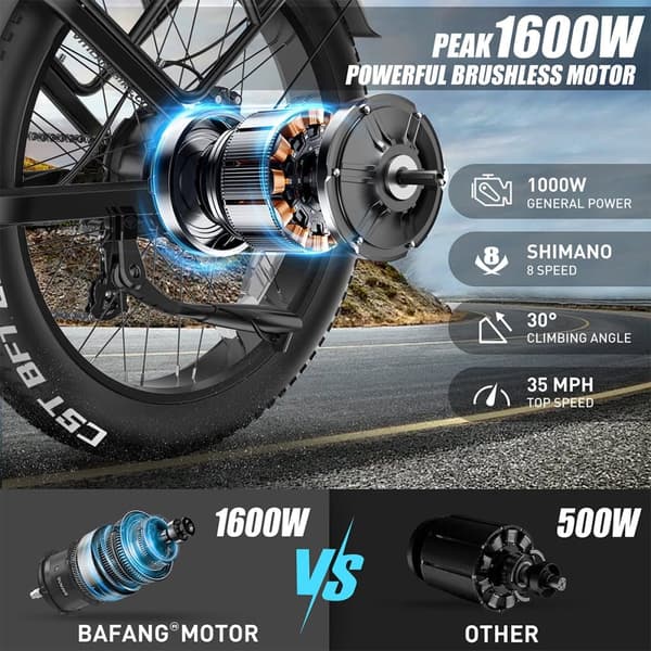Elcykel VITILAN T7 PRO - 52V 20Ah 1040Wh Batteri - 8 Gear