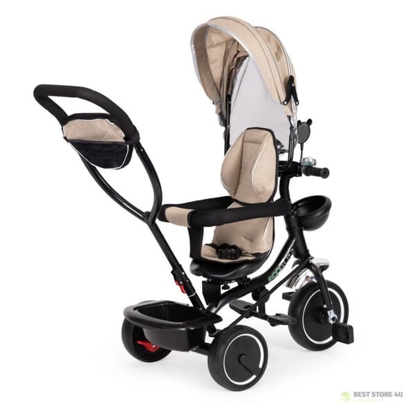 Kolmipyöräinen pyörivällä istuimella, kuomu, beige ECOTOYS