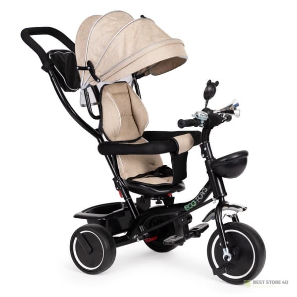 Kolmipyöräinen pyörivällä istuimella, kuomu, beige ECOTOYS