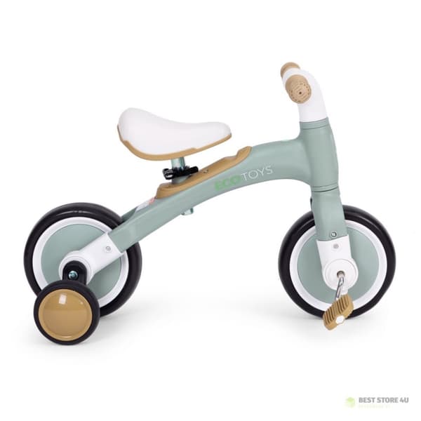 Balancecykel med pedaler - træningshjul på siden 3i1 grøn ECOTOYS