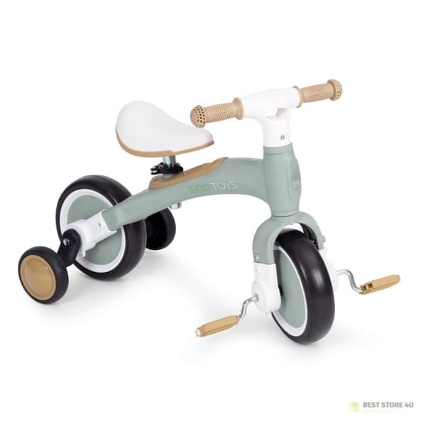 Balancecykel med pedaler - træningshjul på siden 3i1 grøn ECOTOYS