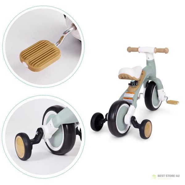 Balancecykel med pedaler - træningshjul på siden 3i1 grøn ECOTOYS
