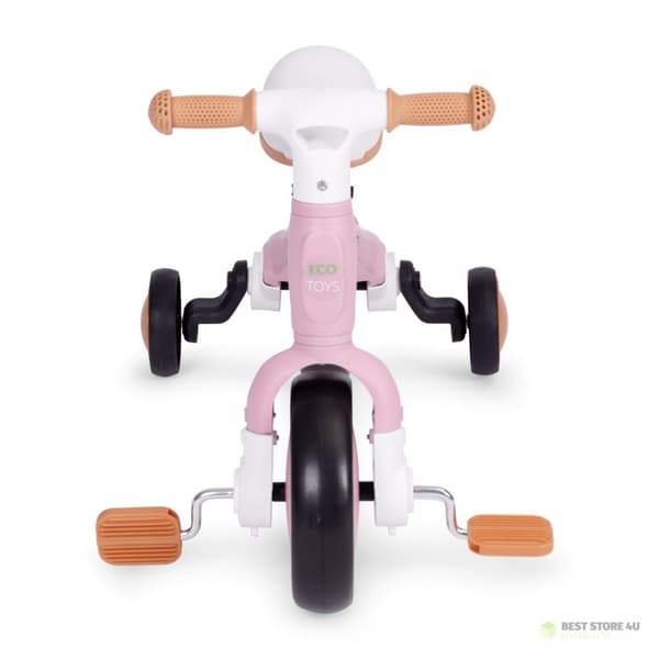 Balancecykel med pedaler - træningshjul på siden 3i1 pink ECOTOYS