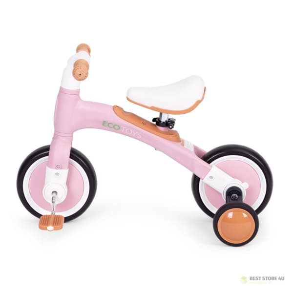 Balancecykel med pedaler - træningshjul på siden 3i1 pink ECOTOYS