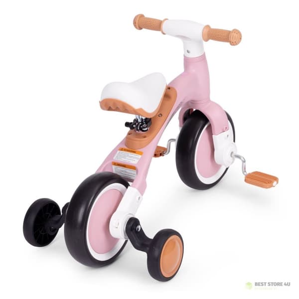 Balancecykel med pedaler - træningshjul på siden 3i1 pink ECOTOYS